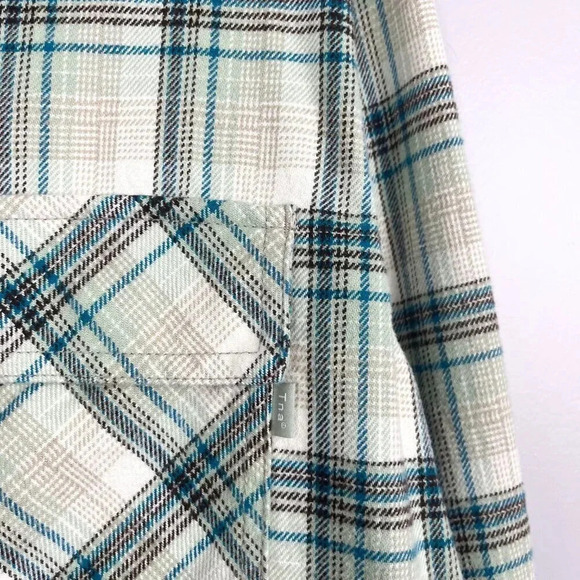 Aritzia Tna Womens XXS Oversized Shirt Jacket Button-Up Shacket Blue Plaid Fall - Picture 4 of 5
